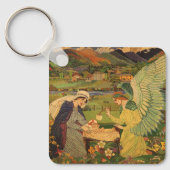 ヴィンテージイエスキリストとの宗教的なタペストリーベビー キーホルダー (正面)