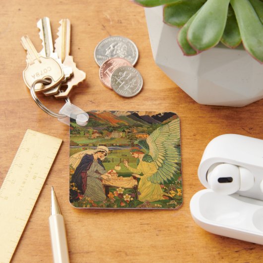 ヴィンテージイエスキリストとの宗教的なタペストリーベビー キーホルダー (デスク)