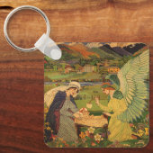 ヴィンテージイエスキリストとの宗教的なタペストリーベビー キーホルダー (正面)