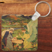 ヴィンテージイエスキリストとの宗教的なタペストリーベビー キーホルダー (裏面)