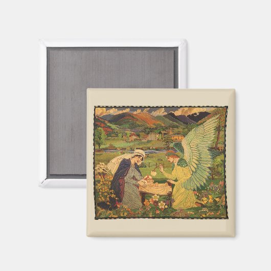 ヴィンテージイエスキリストとの宗教的なタペストリーベビー マグネット (正面/裏面)