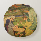 ヴィンテージイエスキリストとの宗教的なタペストリーベビー ラウンドクッション (正面)