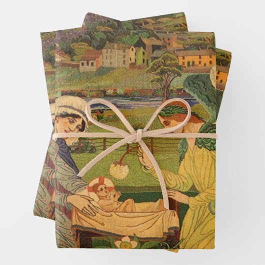 ヴィンテージイエスキリストとの宗教的なタペストリーベビー ラッピングペーパーシート (インサイチュ)