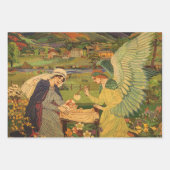 ヴィンテージイエスキリストとの宗教的なタペストリーベビー ラッピングペーパーシート (正面)