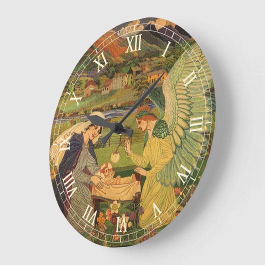 ヴィンテージイエスキリストとの宗教的なタペストリーベビー ラージ壁時計 (傾斜)