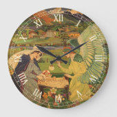 ヴィンテージイエスキリストとの宗教的なタペストリーベビー ラージ壁時計 (正面)