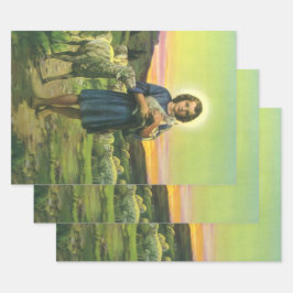 ヴィンテージイエスキリストベビー子羊 ラッピングペーパーシート