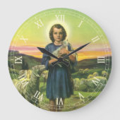 ヴィンテージイエスキリストベビー子羊 ラージ壁時計 (正面)