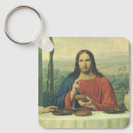 ヴィンテージイエス・キリストとのエマウスでの晩餐 キーホルダー (正面)