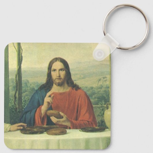 ヴィンテージイエス・キリストとのエマウスでの晩餐 キーホルダー (裏面)
