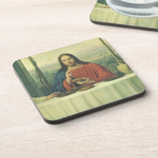 ヴィンテージイエス・キリストとのエマウスでの晩餐 コースター (左側)