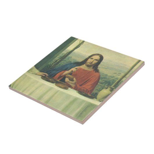 ヴィンテージイエス・キリストとのエマウスでの晩餐 タイル (側面)