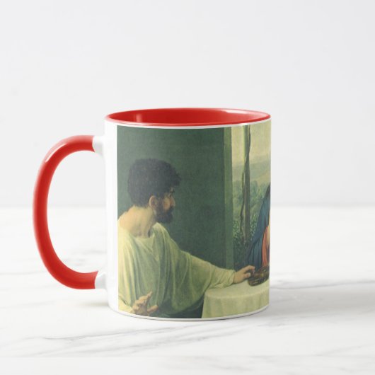 ヴィンテージイエス・キリストとのエマウスでの晩餐 マグカップ (左)