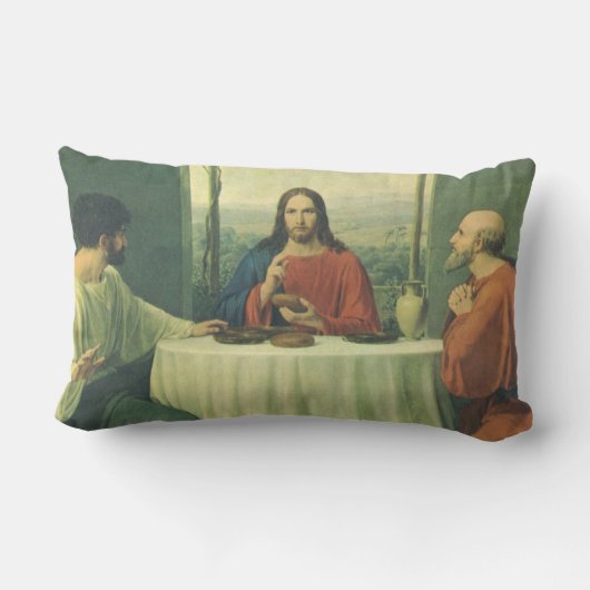 ヴィンテージイエス・キリストとのエマウスでの晩餐 ランバークッション (裏面)
