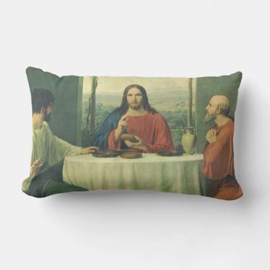 ヴィンテージイエス・キリストとのエマウスでの晩餐 ランバークッション (正面)