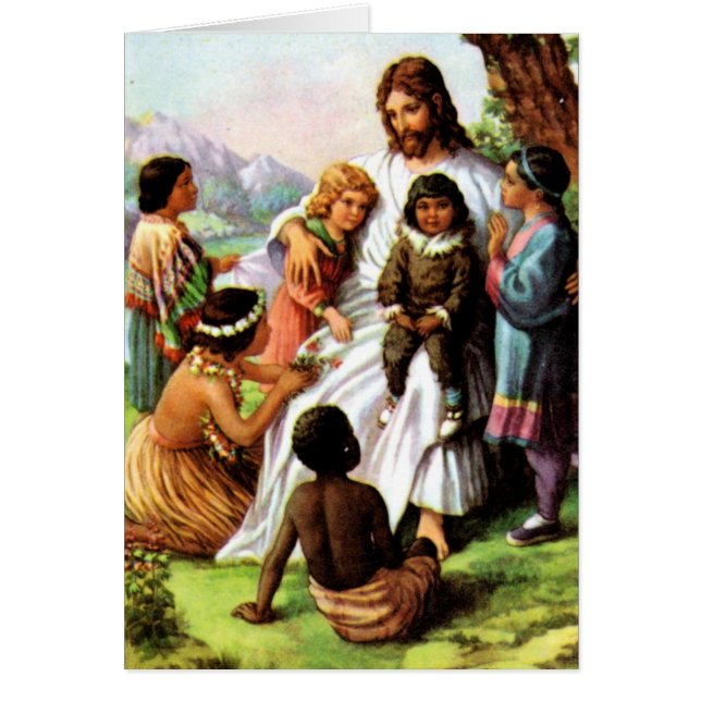 ヴィンテージイエス・キリストはすべての子供カードを愛します (正面)