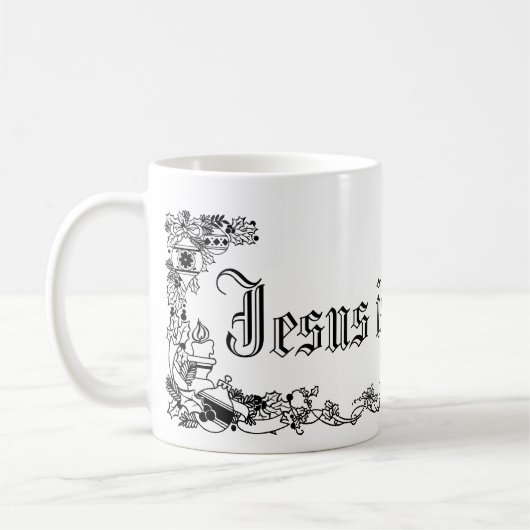 ヴィンテージイエス・キリストは主ですMug コーヒーマグカップ (左)