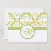 ヴィンテージイエローおよび緑のアーストーンRSVP 出欠カード (裏面)