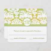 ヴィンテージイエローおよび緑のアーストーンRSVP 出欠カード (正面/裏面)