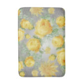 ヴィンテージイエローとグレーの水色フローラ バスマット (正面縦)