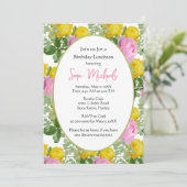 ヴィンテージイエローアンドピンクローズ誕生日ランチ 招待状 (スタンド正面)