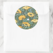 ヴィンテージイエローアールヌーボーポピー ラウンドシール (バッグ)