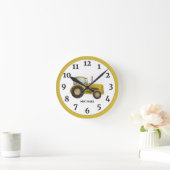 ヴィンテージイエローウォーターカラーファームトラクタ   ラウンド壁時計 (ホーム)