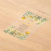 ヴィンテージイエローウォーター色フローラボタニッ結婚クス アクリル招待状 (レイダウン)