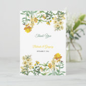 ヴィンテージイエローウォーター色フローラボタニッ結婚クス サンキューカード (スタンド正面)