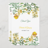 ヴィンテージイエローウォーター色フローラボタニッ結婚クス サンキューカード (正面/裏面)