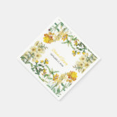 ヴィンテージイエローウォーター色フローラボタニッ結婚クス スタンダードカクテルナプキン (角)