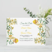 ヴィンテージイエローウォーター色フローラボタニッ結婚クス セーブザデート (スタンド正面)