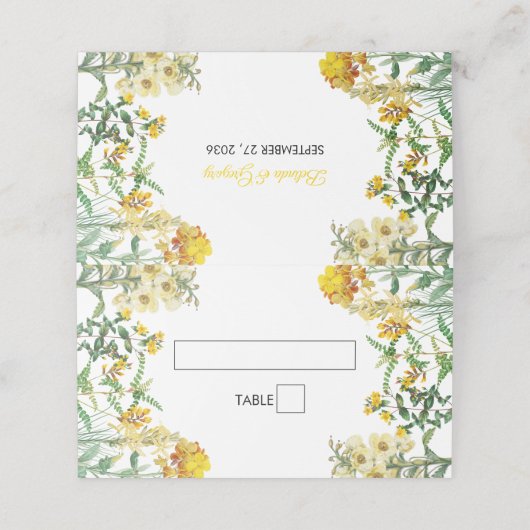 ヴィンテージイエローウォーター色フローラボタニッ結婚クス プレイスカード (外部開封)
