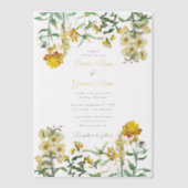ヴィンテージイエローウォーター色フローラボタニッ結婚クス ベラム紙招待状 (正面)