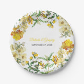 ヴィンテージイエローウォーター色フローラボタニッ結婚クス ペーパープレート (正面)