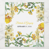 ヴィンテージイエローウォーター色フローラボタニッ結婚クス ワインラベル (シングルラベル)