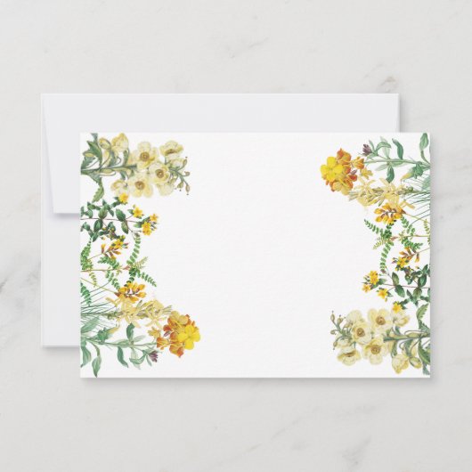 ヴィンテージイエローウォーター色フローラボタニッ結婚クス 出欠カード (裏面)
