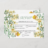 ヴィンテージイエローウォーター色フローラボタニッ結婚クス 出欠カード (正面/裏面)