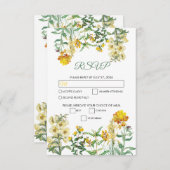 ヴィンテージイエローウォーター色フローラボタニッ結婚クス 出欠カード (正面/裏面)