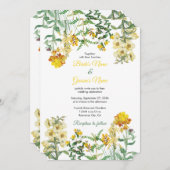 ヴィンテージイエローウォーター色フローラボタニッ結婚クス 招待状 (正面/裏面)