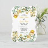 ヴィンテージイエローウォーター色フローラボタニッ結婚クス 招待状 (スタンド正面)
