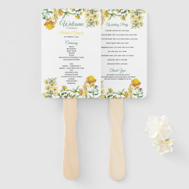 ヴィンテージイエローウォーター色フローラ結婚式 プログラム ハンドファン