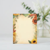 ヴィンテージイエローオレンジひまわりスクラップブック紙 (スタンド正面)