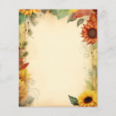 ヴィンテージイエローオレンジひまわりスクラップブック紙 (裏面)