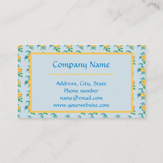 ヴィンテージイエローオレンジフラワーフローラ 名刺 (裏面)