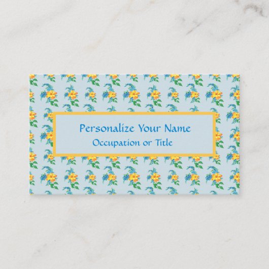 ヴィンテージイエローオレンジフラワーフローラ 名刺 (正面)