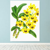 ヴィンテージイエローオーキッドフラワー-キャンバスプリント キャンバスプリント (インサイチュ (ウッドフロア))