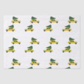 ヴィンテージイエローキャブタクシークリスマススノーパターン 薄葉紙 (正面)