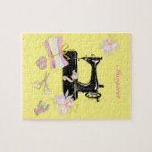 ヴィンテージイエローキルティング裁縫機 ジグソーパズル (横)