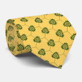 ヴィンテージイエローグリーンバルセロナフラワーパターン ネクタイ (ロール)